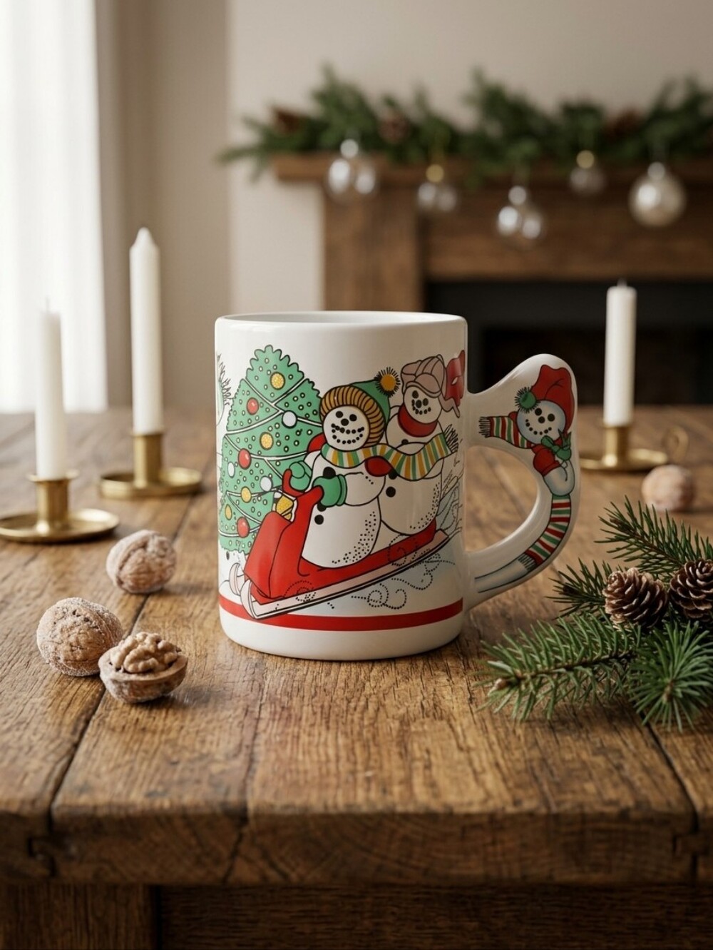 Vintage 1990s Christmas Snowman Mug